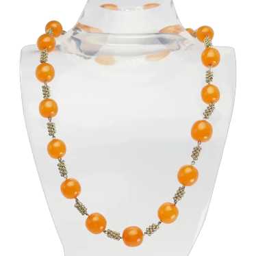 Vintage retro handmade Baltic amber round bead ne… - image 1