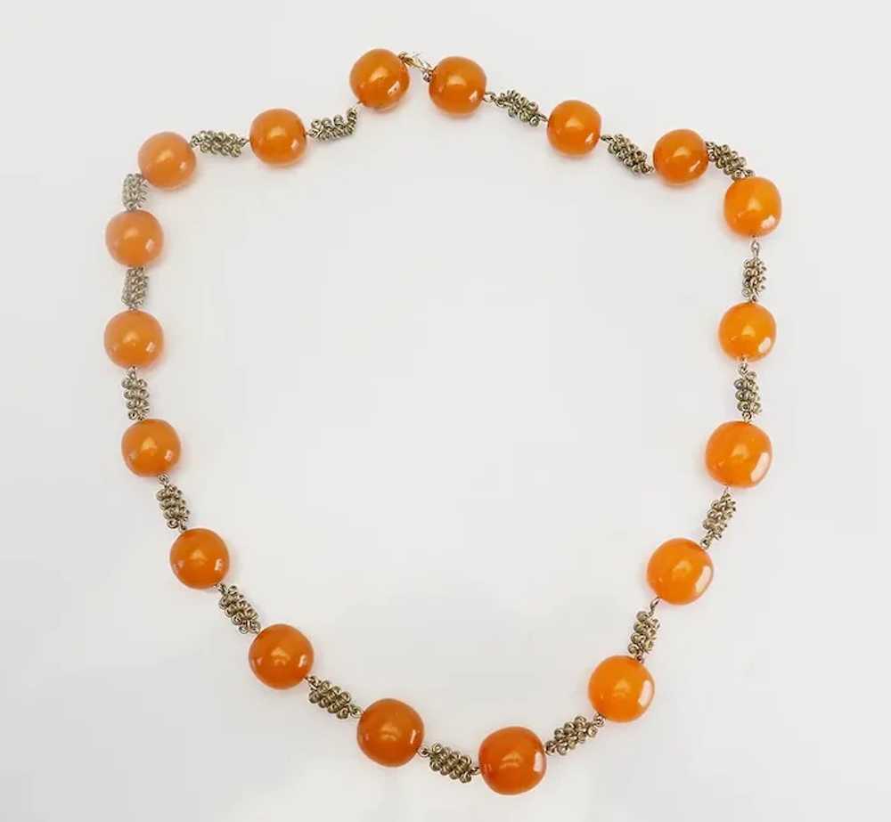 Vintage retro handmade Baltic amber round bead ne… - image 2