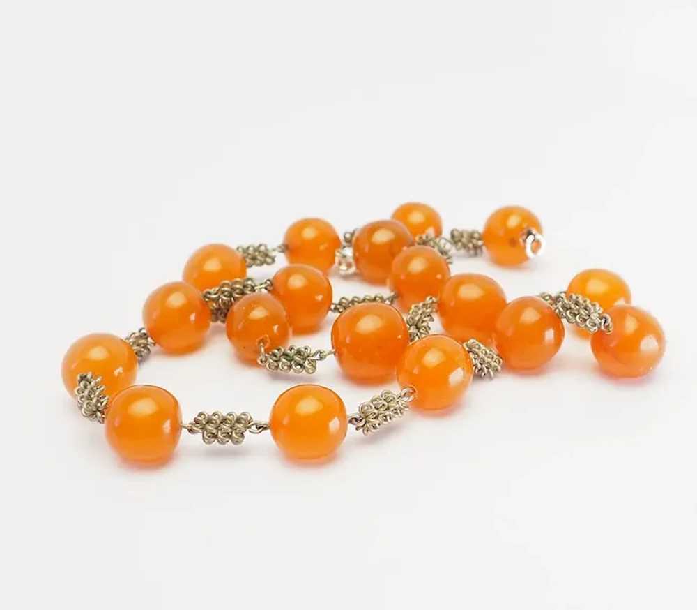 Vintage retro handmade Baltic amber round bead ne… - image 3