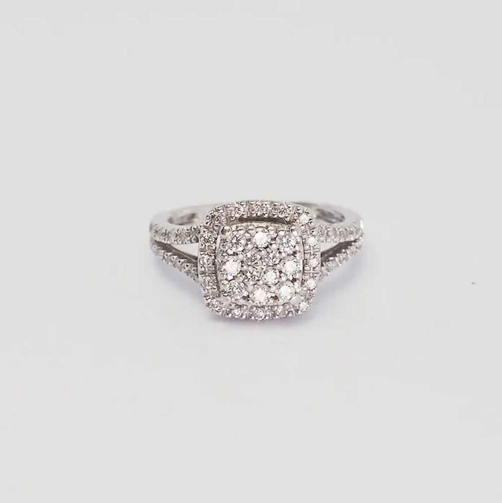 Elegant 10k white gold diamonds square shape enga… - image 2