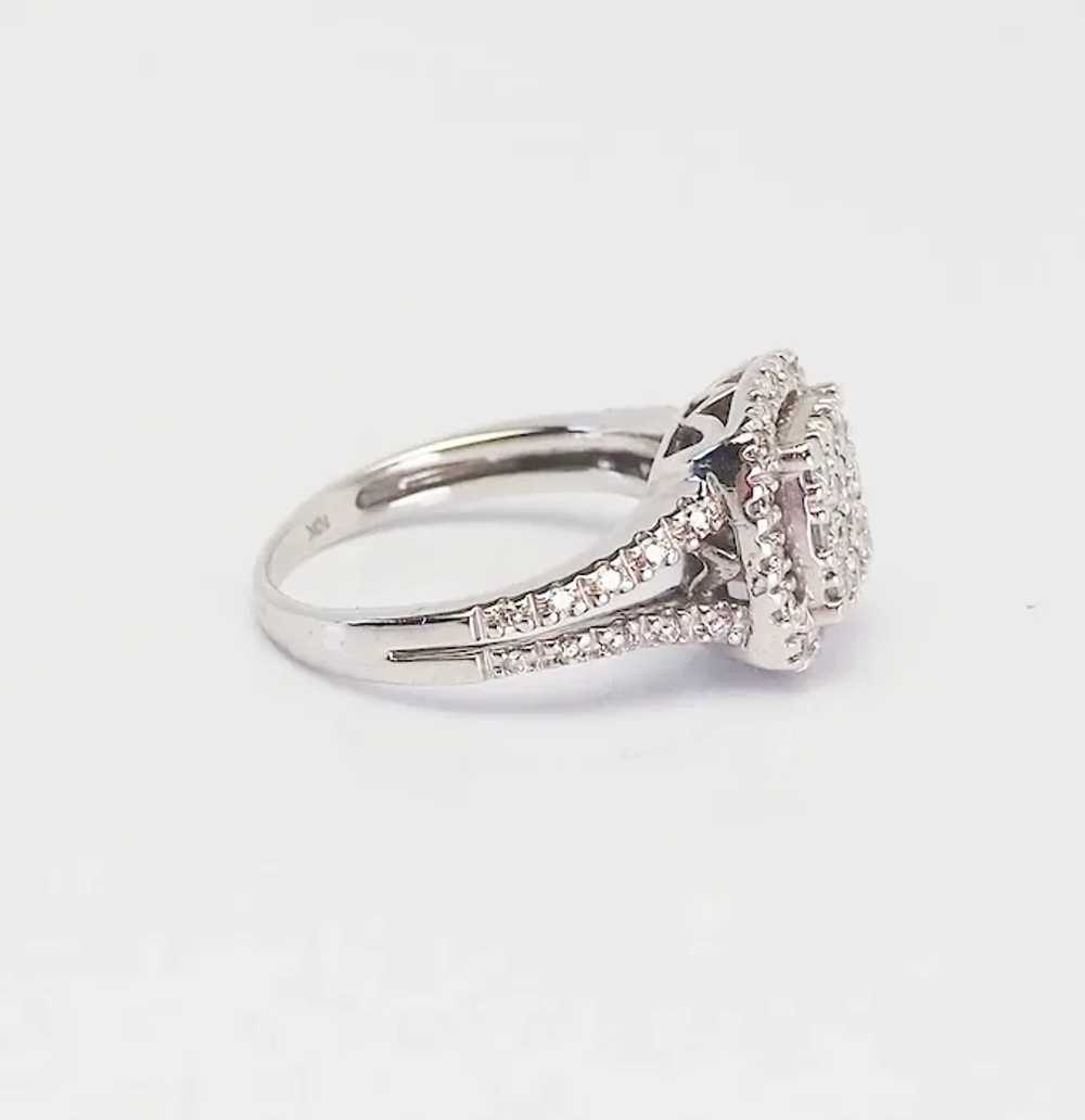 Elegant 10k white gold diamonds square shape enga… - image 3