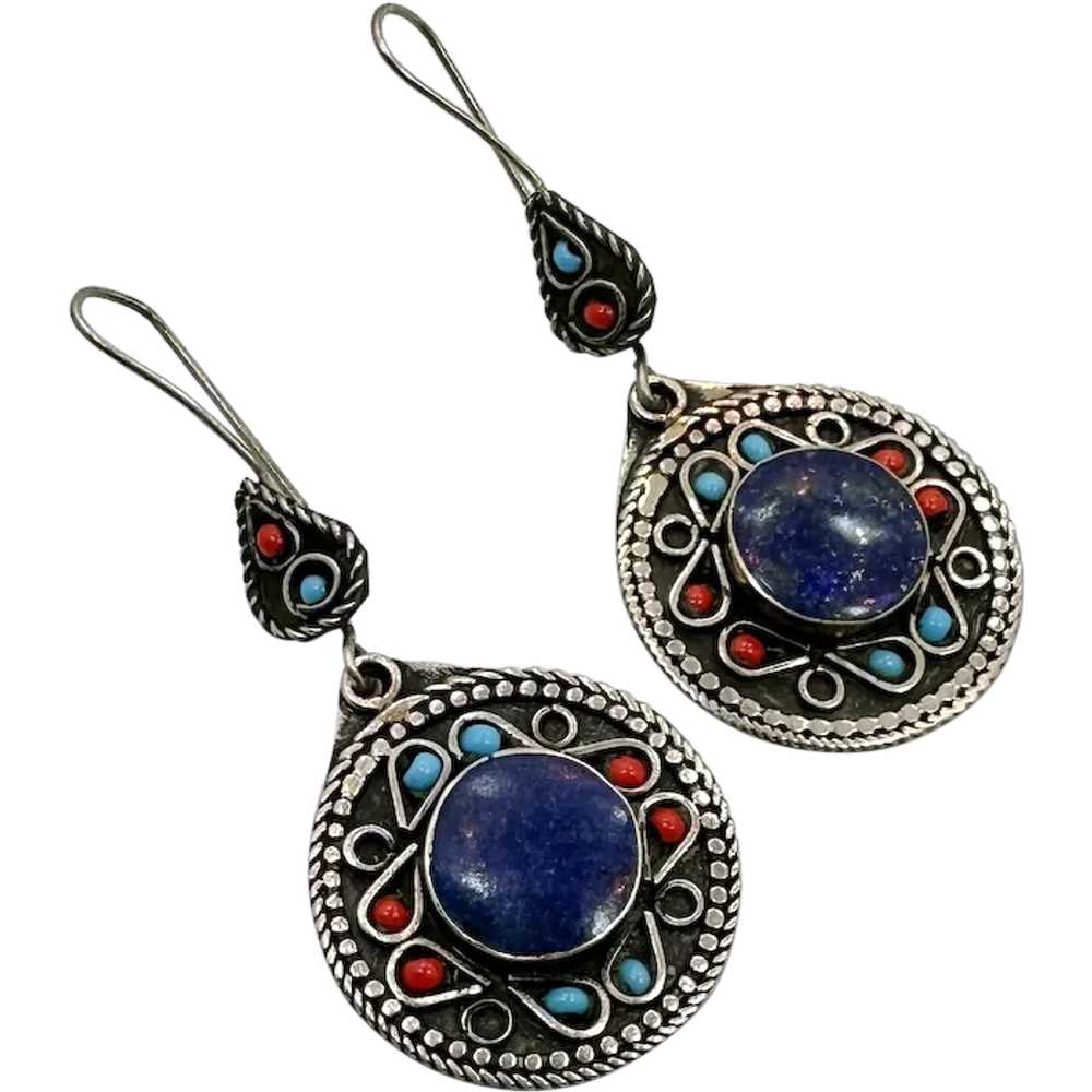 Lapis Earrings, Middle Eastern, Vintage Earrings,… - image 1