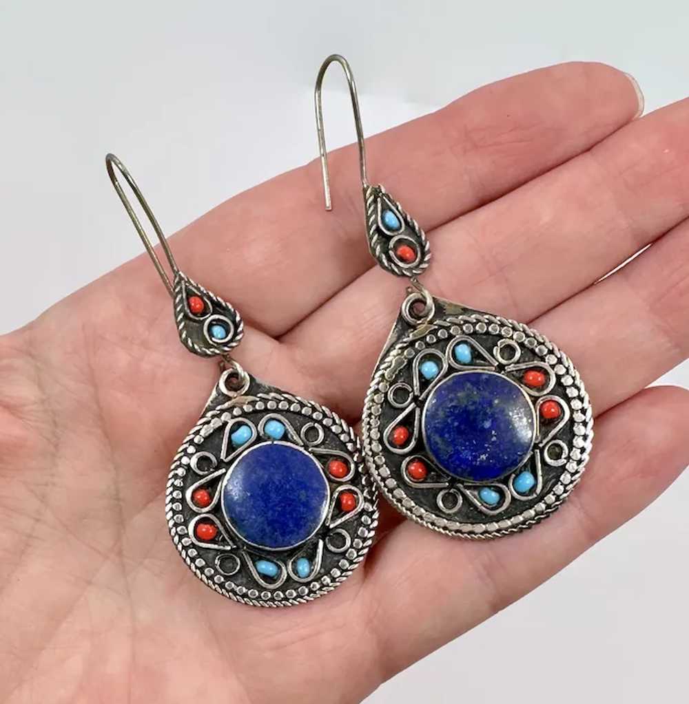 Lapis Earrings, Middle Eastern, Vintage Earrings,… - image 2