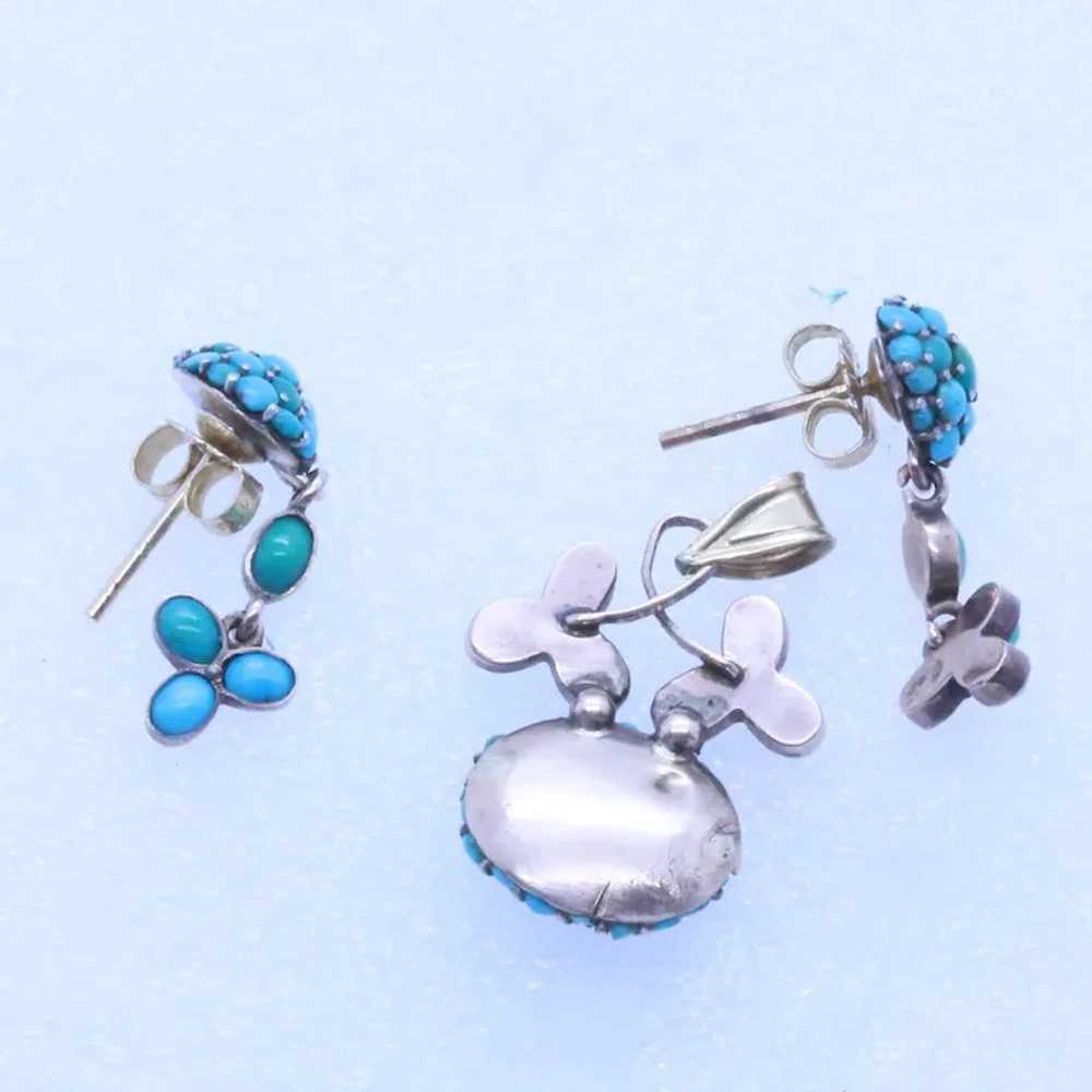 Antique Victorian Earrings Pendant Jewelry Set 9k… - image 4