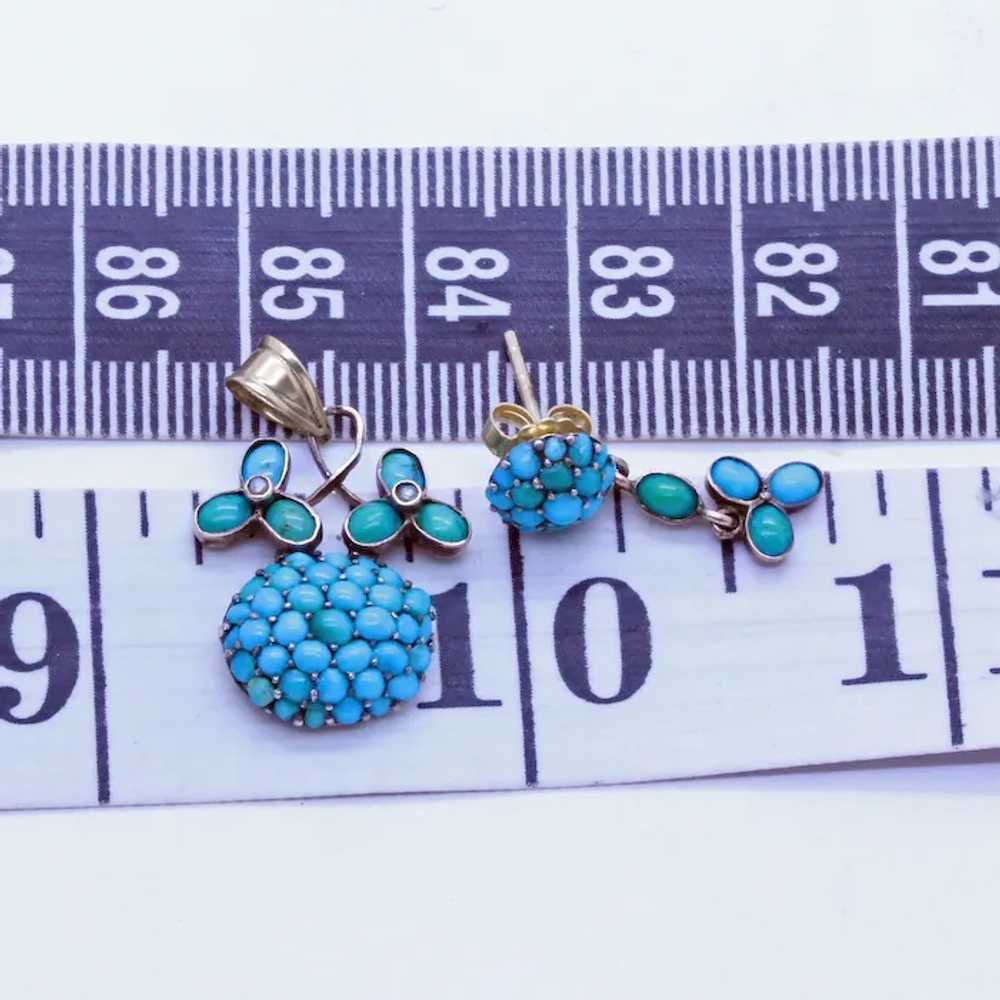 Antique Victorian Earrings Pendant Jewelry Set 9k… - image 6