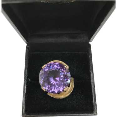Vintage 14k Synthetic Alexandrite Ring - image 1