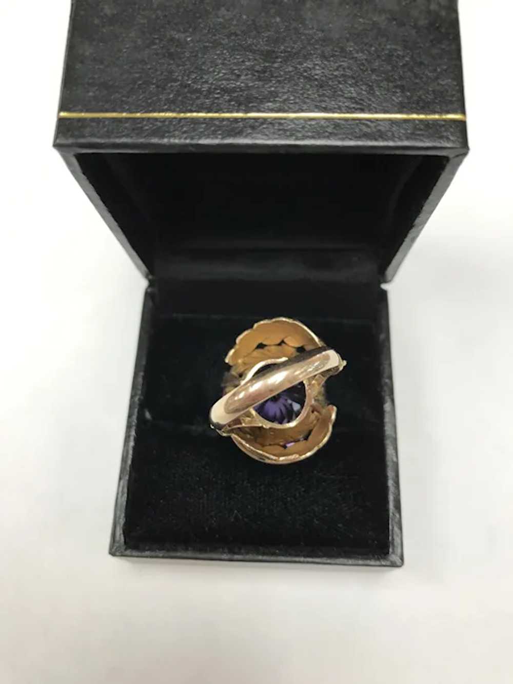 Vintage 14k Synthetic Alexandrite Ring - image 2