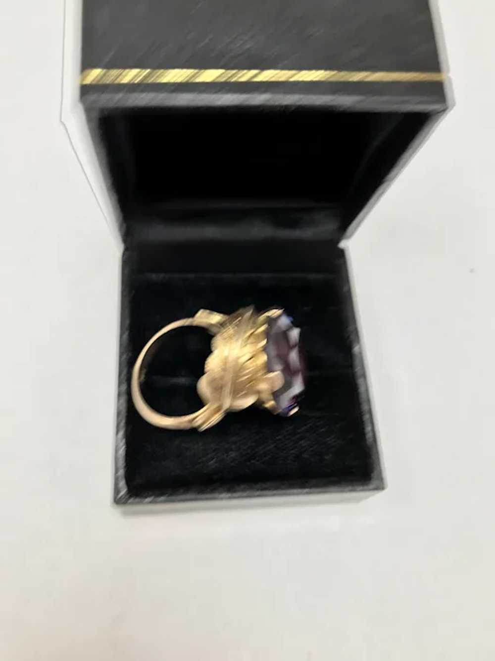 Vintage 14k Synthetic Alexandrite Ring - image 4