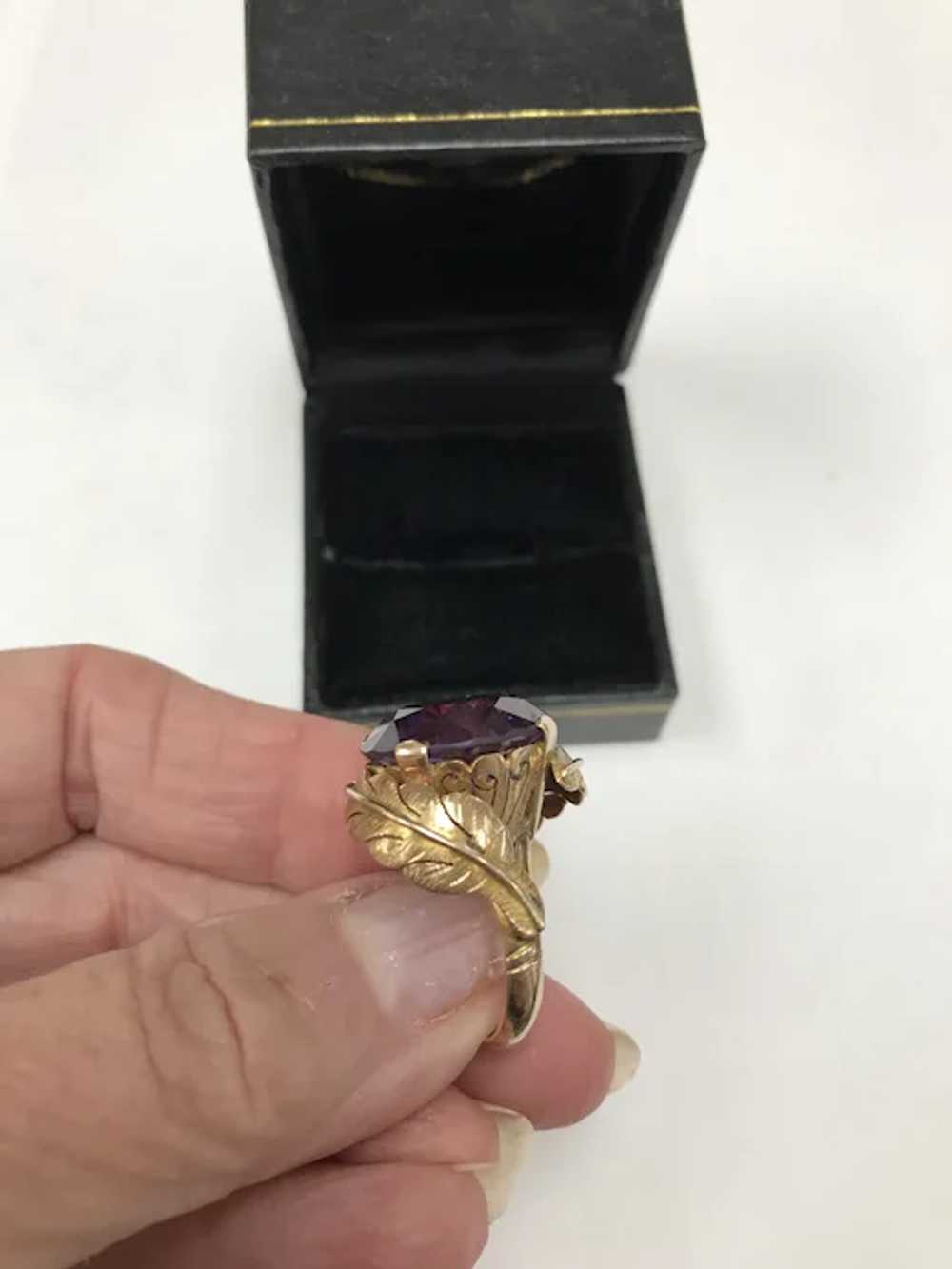 Vintage 14k Synthetic Alexandrite Ring - image 5