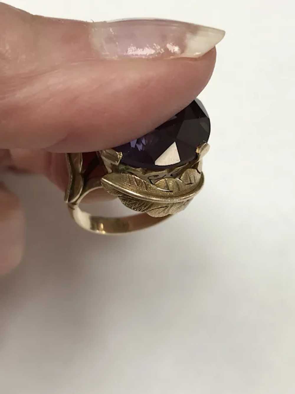 Vintage 14k Synthetic Alexandrite Ring - image 7