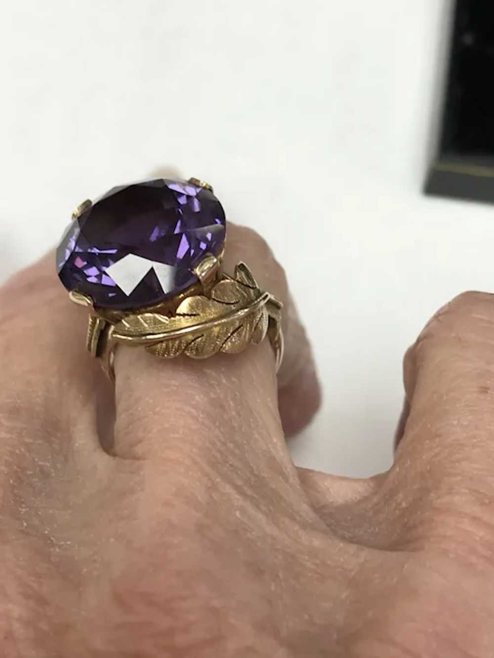 Vintage 14k Synthetic Alexandrite Ring - image 8