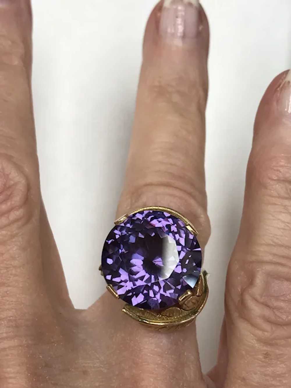 Vintage 14k Synthetic Alexandrite Ring - image 9