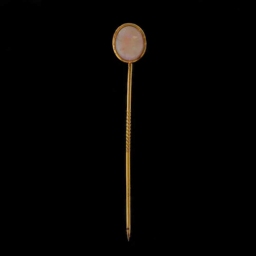 Yellow Gold Opal Vintage Stickpin - 14k Oval Cabo… - image 2