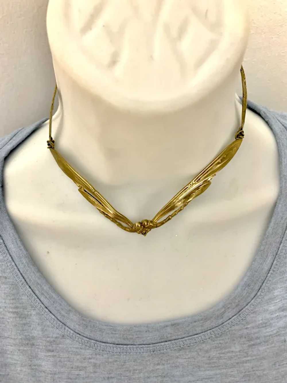 Art Nouveau Brass Choker Necklace - image 5