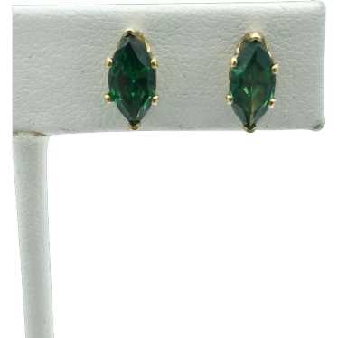 14K Simulated Emerald Earrings