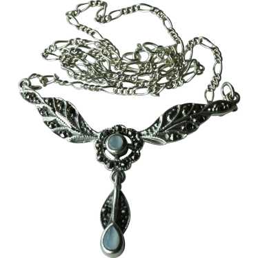Victorian style STERLING silver MARCASITE Leafed W