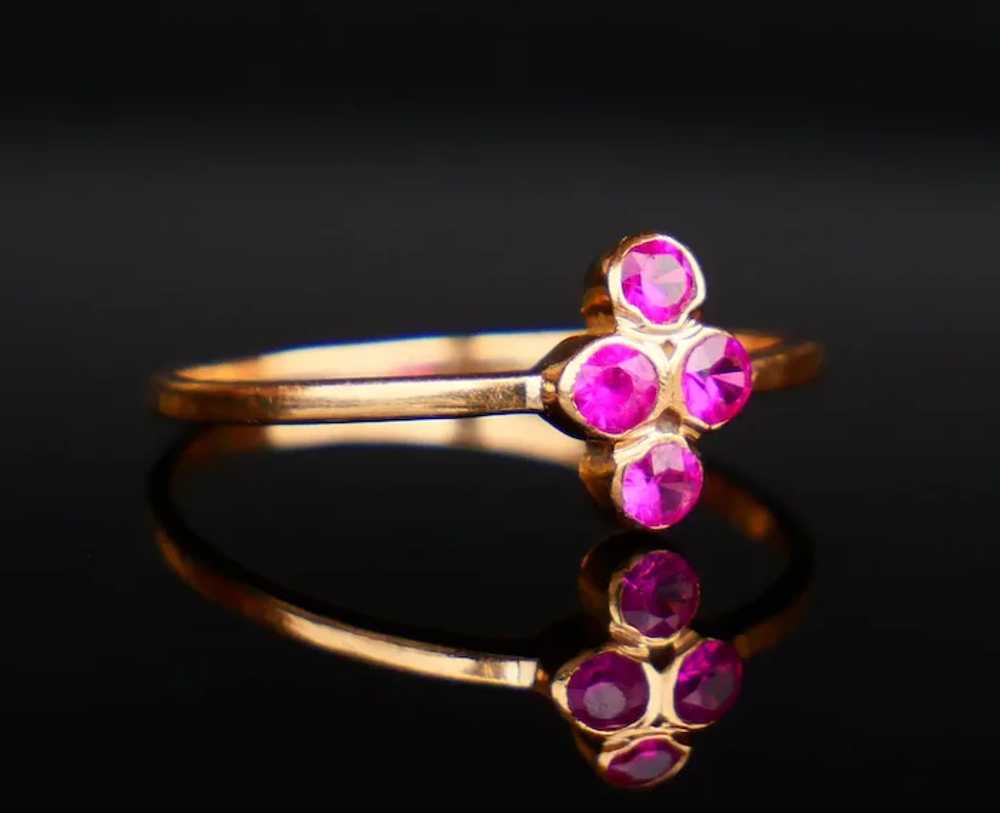 Antique Ring Ruby solid 18K Gold  Ø US5 / 1 gr - image 2