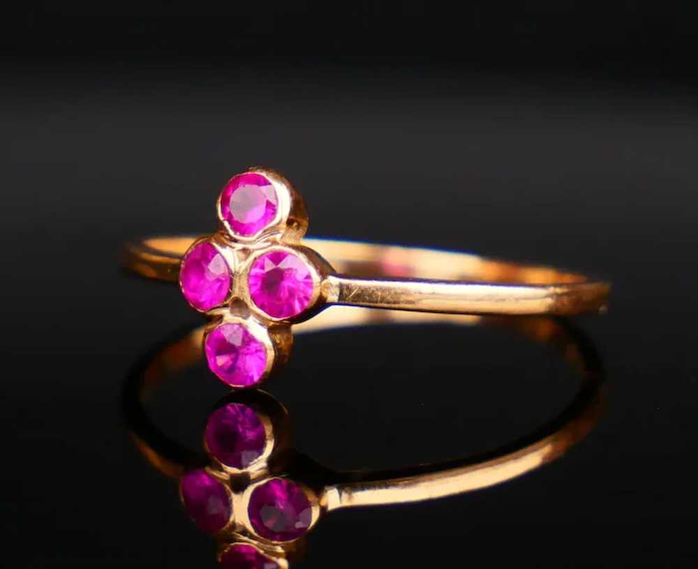 Antique Ring Ruby solid 18K Gold  Ø US5 / 1 gr - image 4