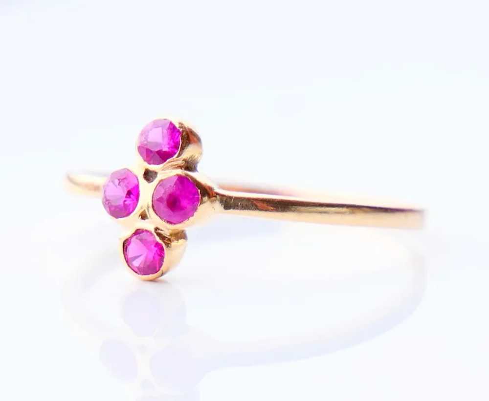 Antique Ring Ruby solid 18K Gold  Ø US5 / 1 gr - image 9