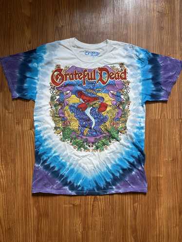 Grateful Dead Positive Vibrations Tie-Dye T-Shirt Tee Liquid Blue