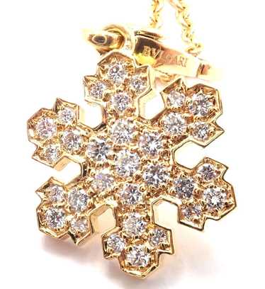 Bvlgari Neve Snowflake 18k Gold Diamond Pendant Ne