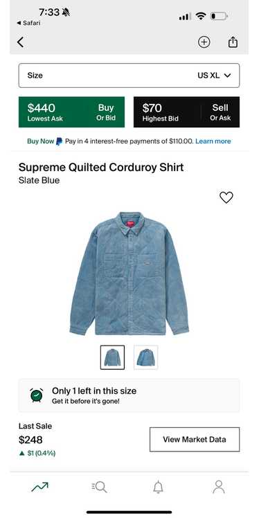 Supreme Corduroy Jacquard Patchwork Denim Jacket Blue Red Mondrian Plaid  Size M