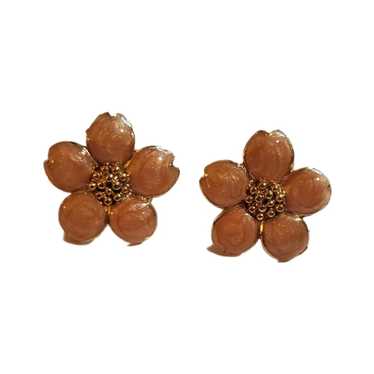 Vintage Vintage Red Orange Flower Earrings Studde… - image 1