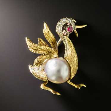 Silly Goose Pearl Brooch