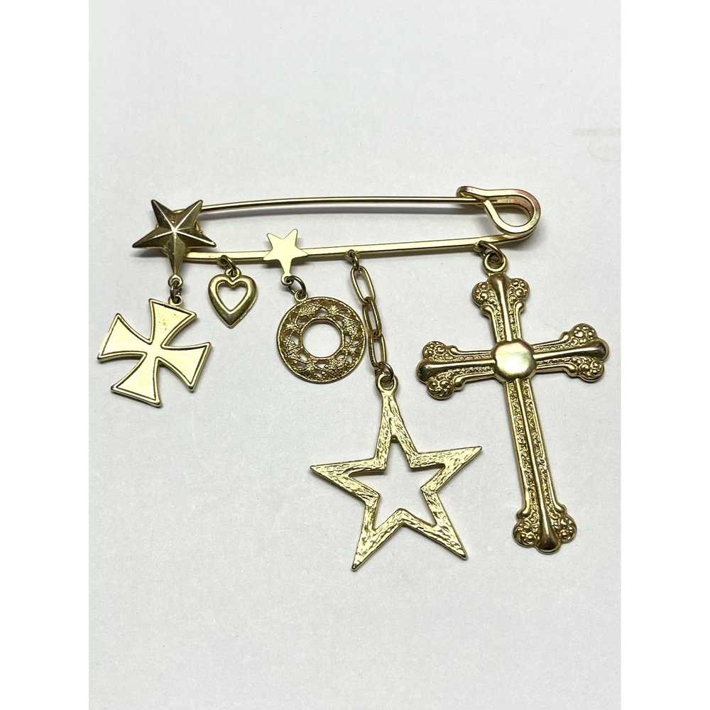 Louis Vuitton Yellow Gold Plated Charm Safety Pin Brooch