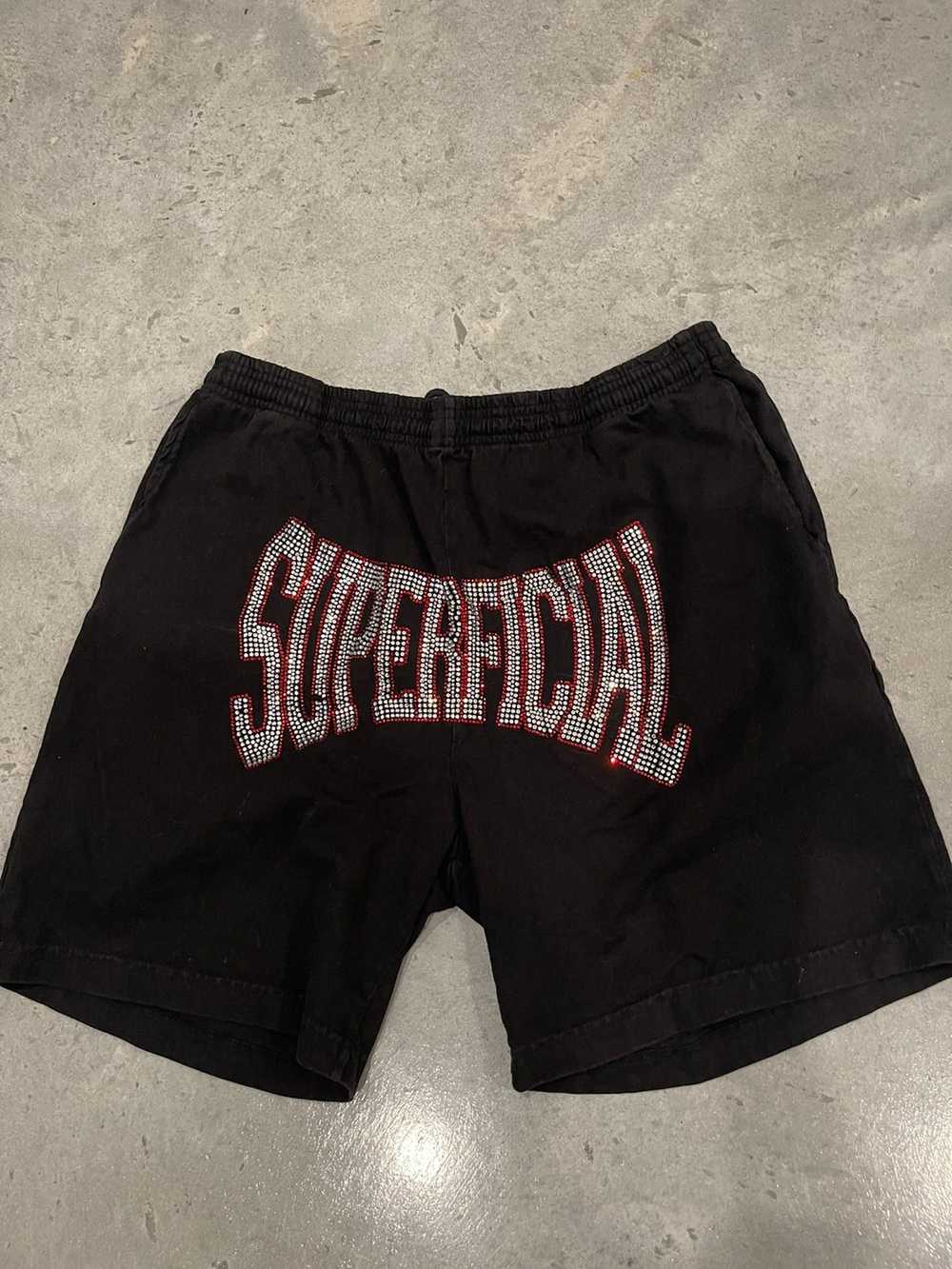 Streetwear Rhinestone “Superficial” Shorts - image 1