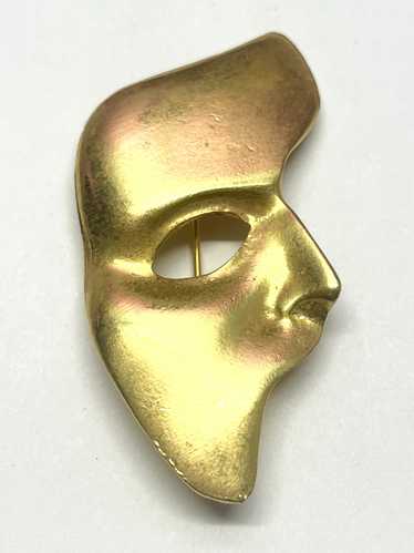 Vintage Vintage Gold Mask Brooch Pin - image 1