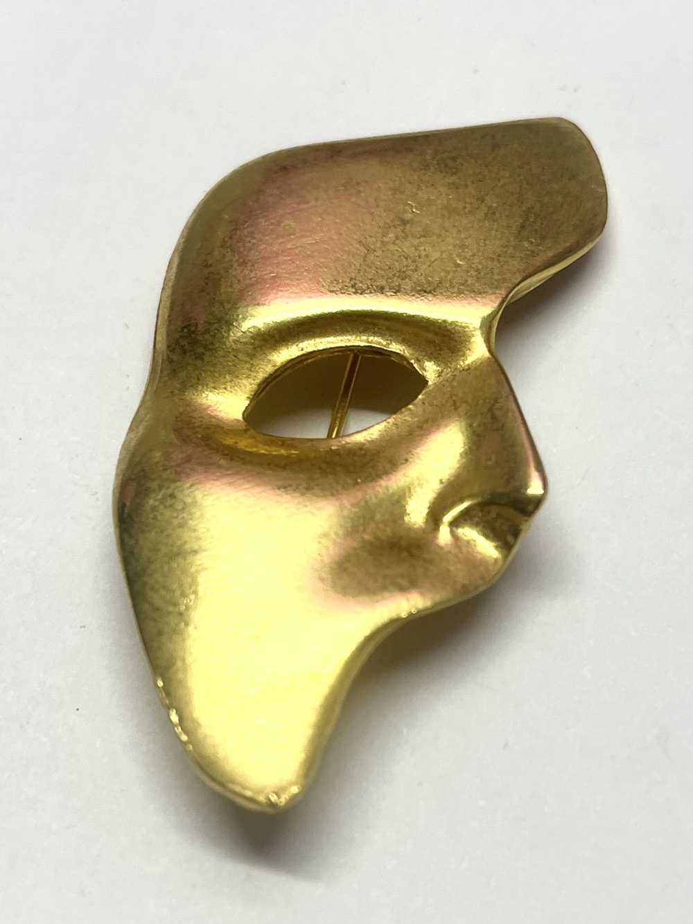 Vintage Vintage Gold Mask Brooch Pin - image 2