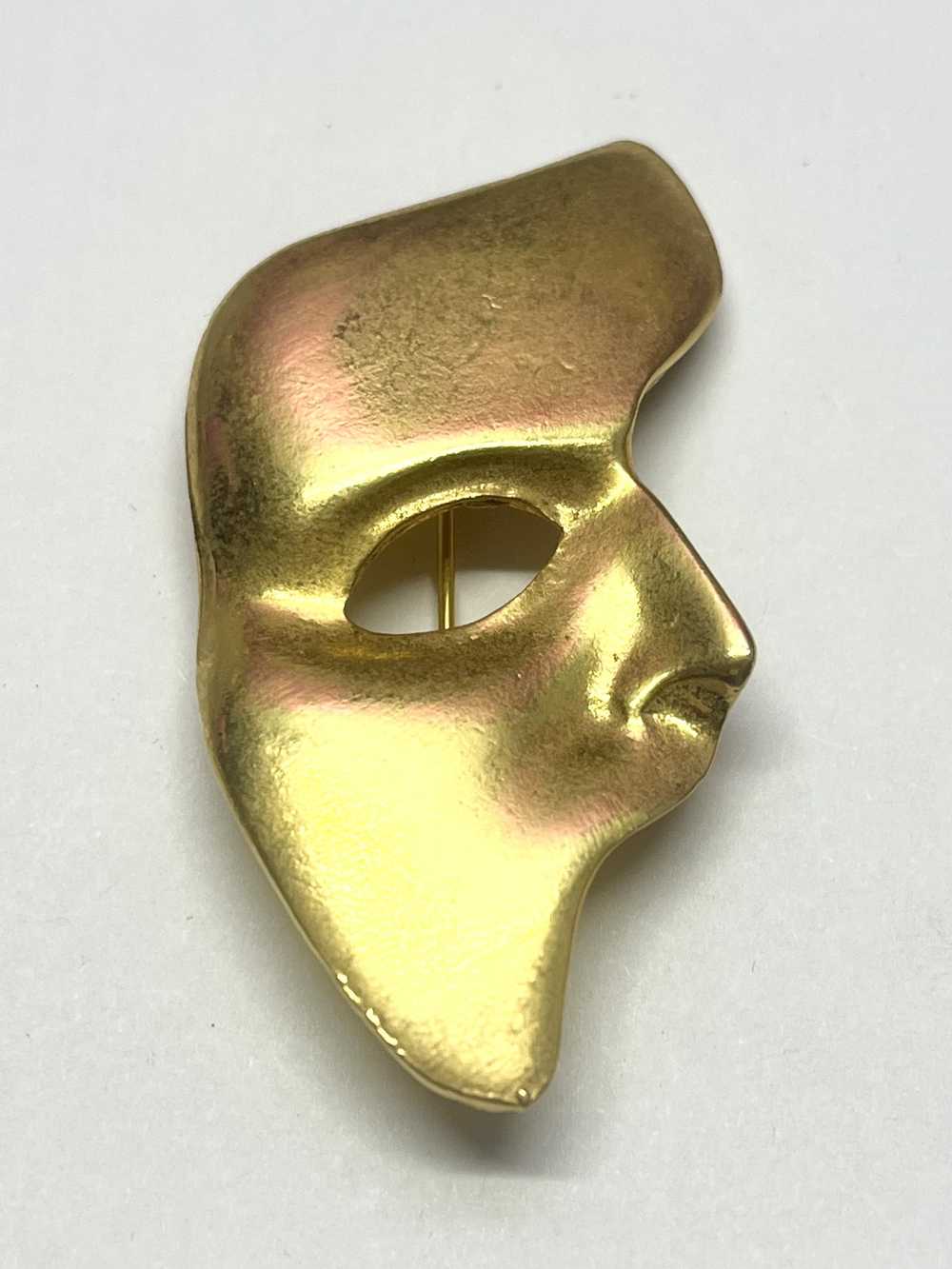 Vintage Vintage Gold Mask Brooch Pin - image 3