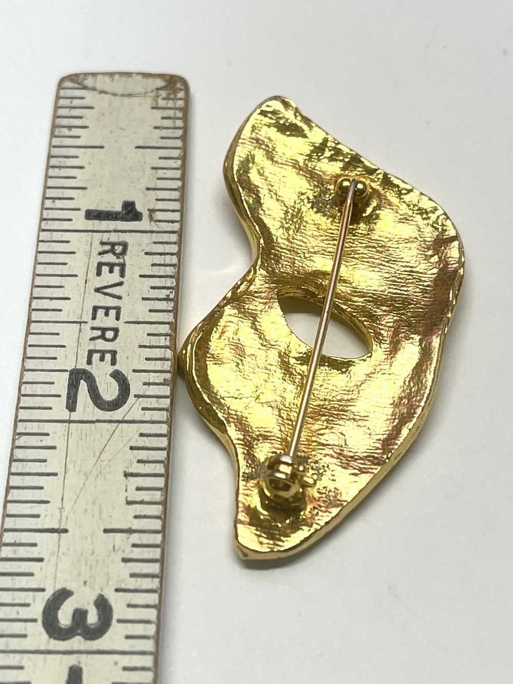 Vintage Vintage Gold Mask Brooch Pin - image 4