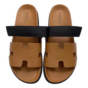 Chypre leather sandals Hermès Black size 46 EU in Leather - 36125860