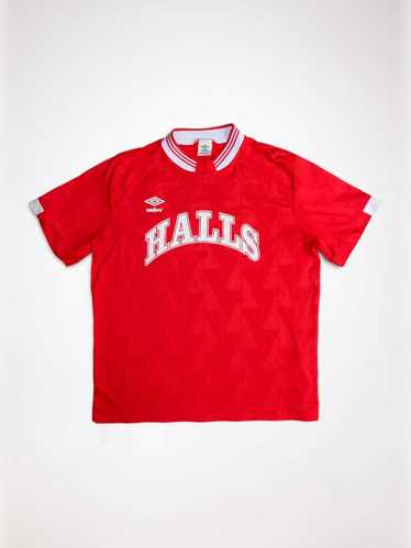 Red Umbro Halls Soccer Jersey - 1990's
