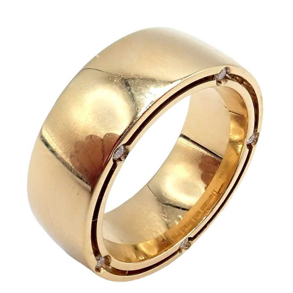 Other 18k Yellow Gold 10 Diamond Wide Band Ring S… - image 8