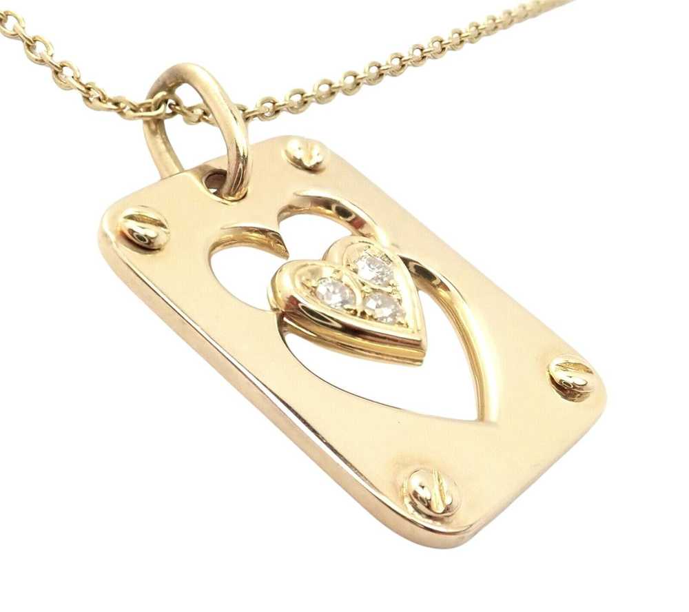 Other 18k Yellow Gold Diamond Ace Of Hearts Card … - image 7