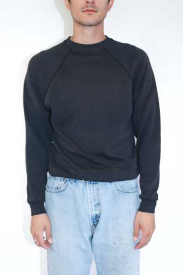 Blank Black Raglan Sweatshirt - 1990's