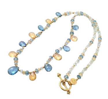 Other 22k Yellow Gold Citrine Blue Topaz Citrine … - image 1