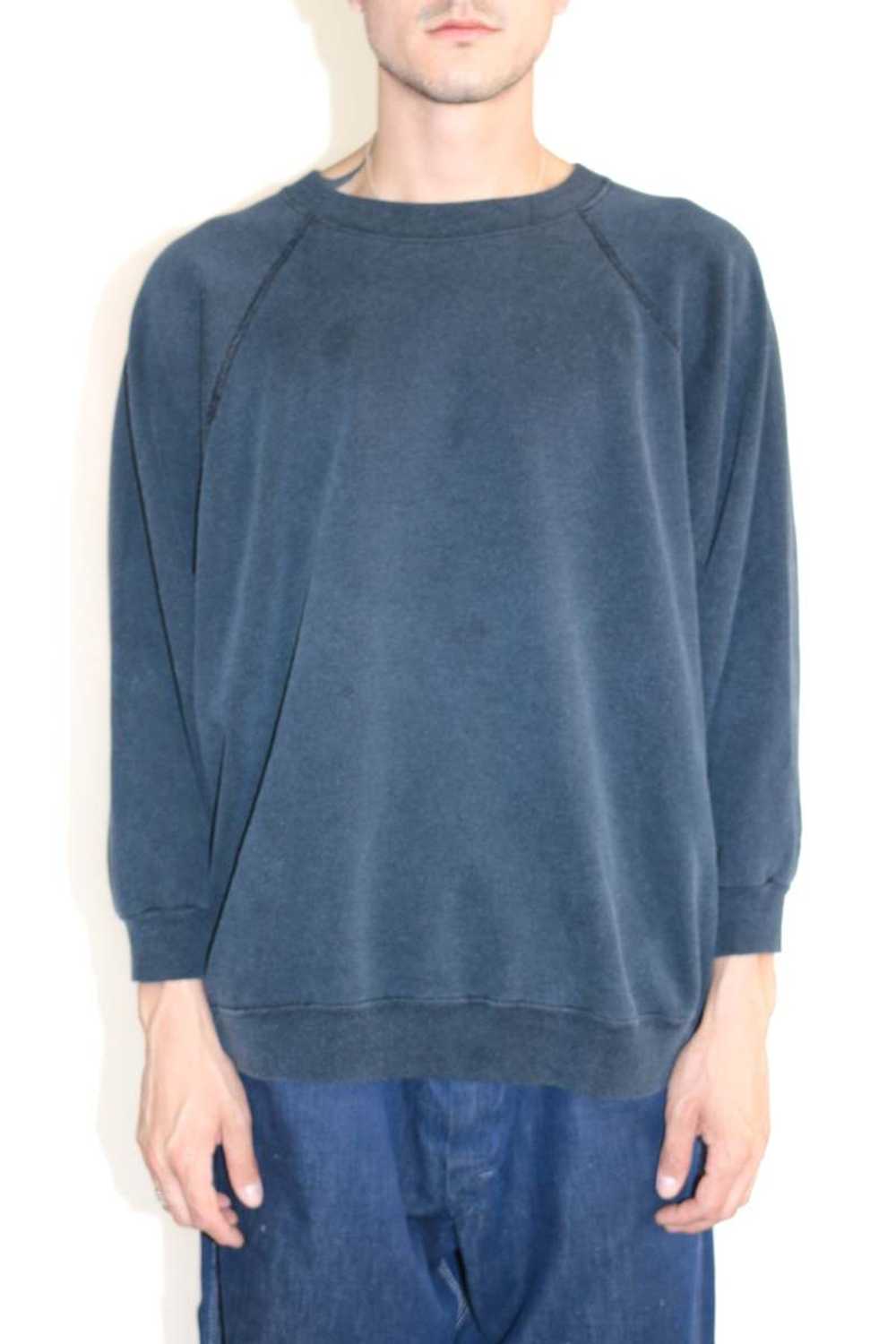 Boxy Blank Black Raglan Sweater - 1990's - image 1