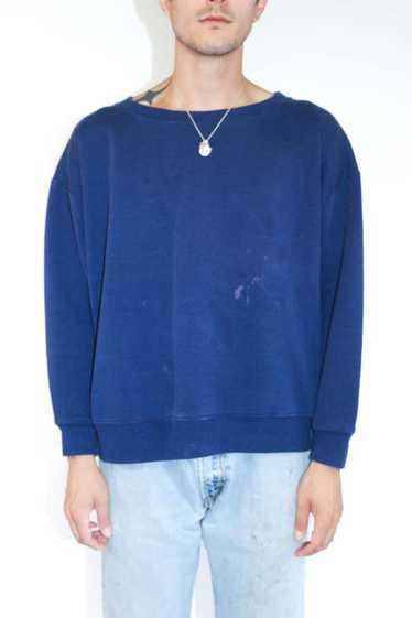 Cropped Navy Blue Blank Sweatshirt - 1990's
