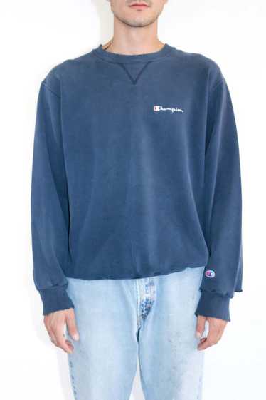 Distressed Navy Blank Champion Sweatshirt - 1990's