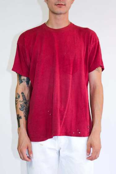 Thrashed Faded Blank Red Tee - 1980's