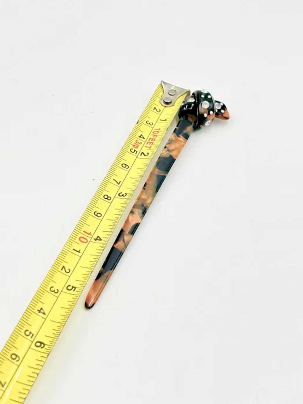 Vintage Hair Stick Knot & Rhinestones Celluloid H… - image 7