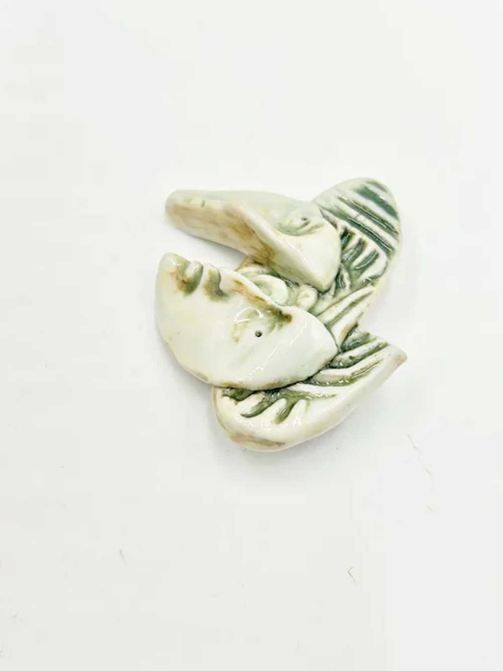 Vintage Ceramic Face Brooch Hand Crafted and Glaz… - image 5