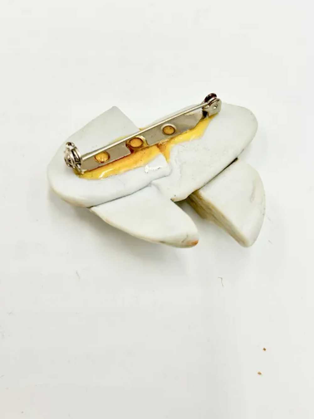 Vintage Ceramic Face Brooch Hand Crafted and Glaz… - image 6