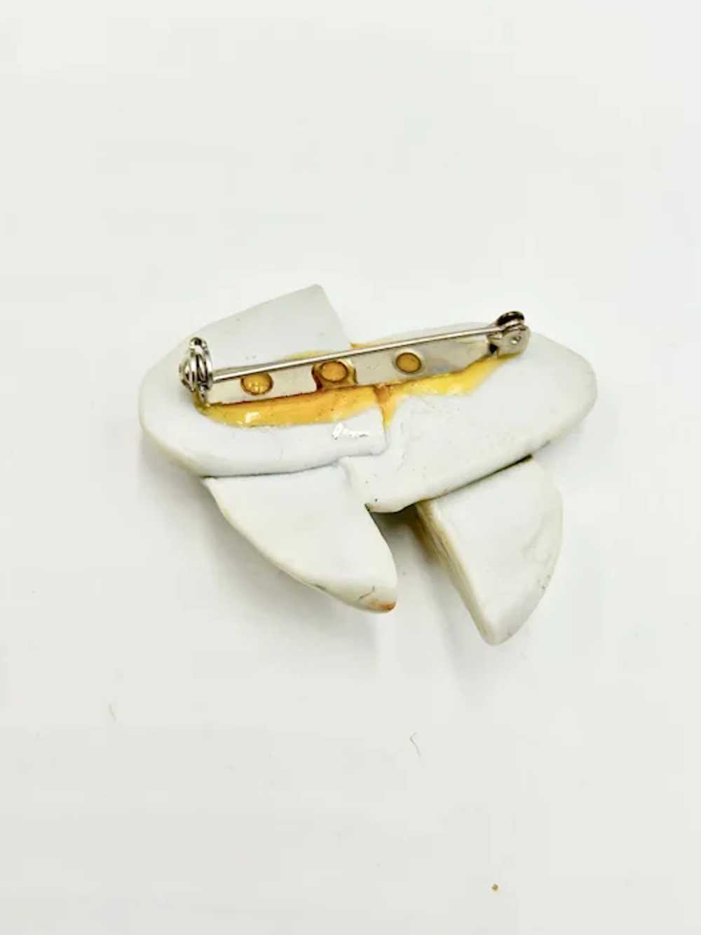 Vintage Ceramic Face Brooch Hand Crafted and Glaz… - image 7