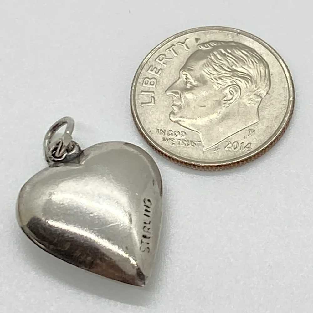 Puffy Heart Vintage Charm "I Love U" Sterling Sil… - image 2