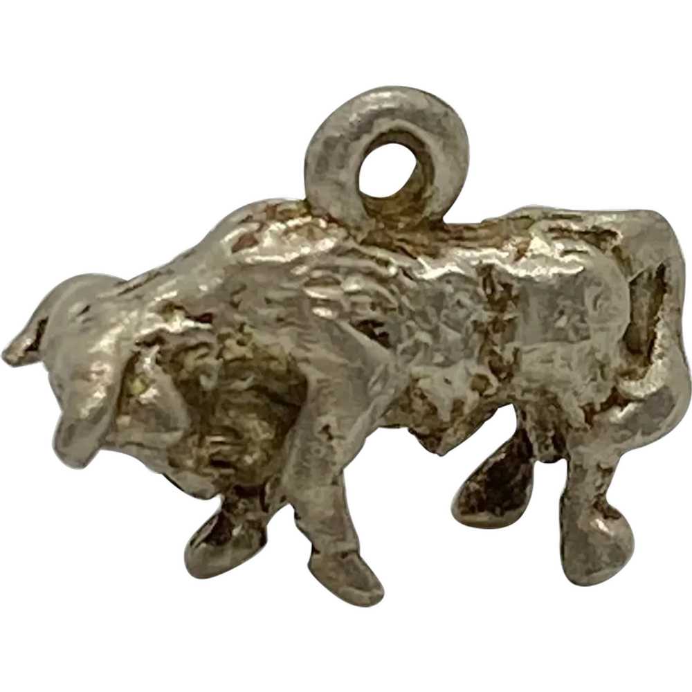Bull / Taurus Vintage Animal Charm Sterling Silve… - image 1